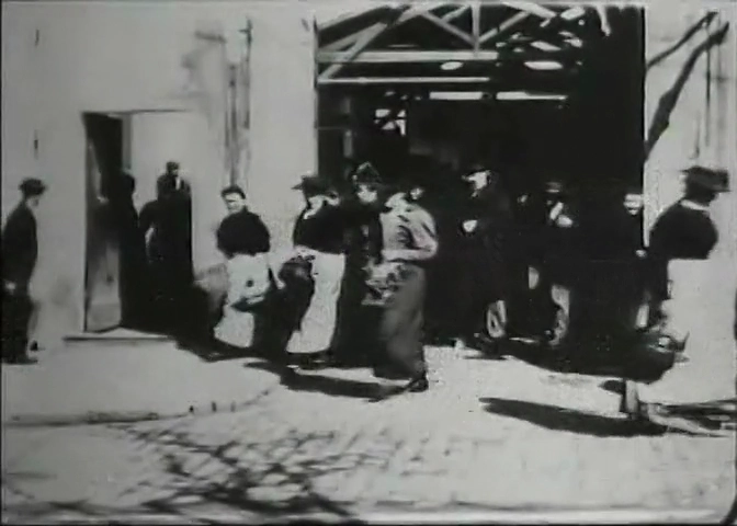 Shot from movie La sortie de l'usine Lumière à Lyon by Auguste and Louis Lumière